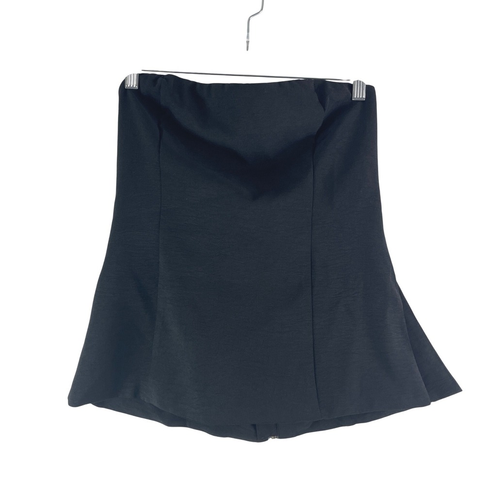 Emerson Lang Strapless Peplum Top Women Large Black Zip Back Minimalist‎